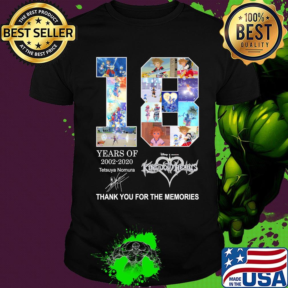 18 years of 2002 2020 disney kingdom hearts tetsuya nomura thank you for the memories signature shirt