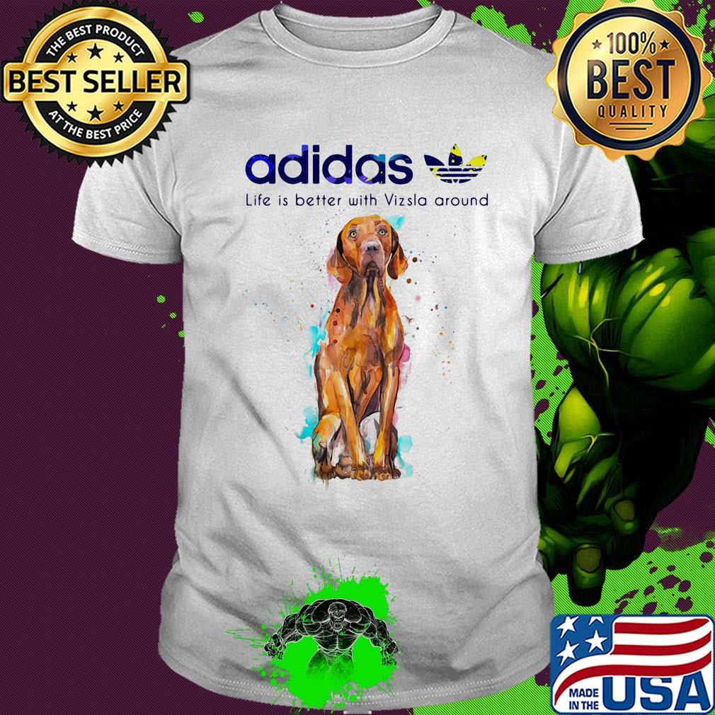 Adidas all day I dream about Vizsla around shirt