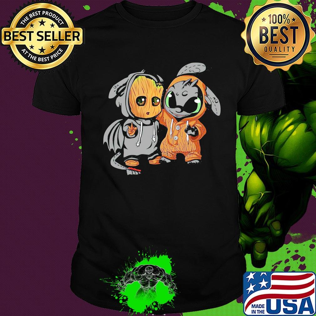 Baby Ohnezahn and baby groot shirt