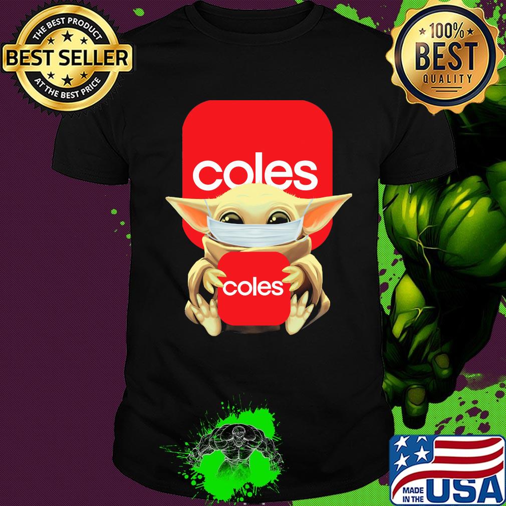 Baby Yoda face mask hug Coles shirt