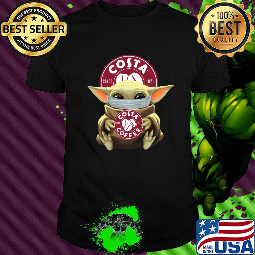 Baby Yoda hug Costa Coffee mask shirt