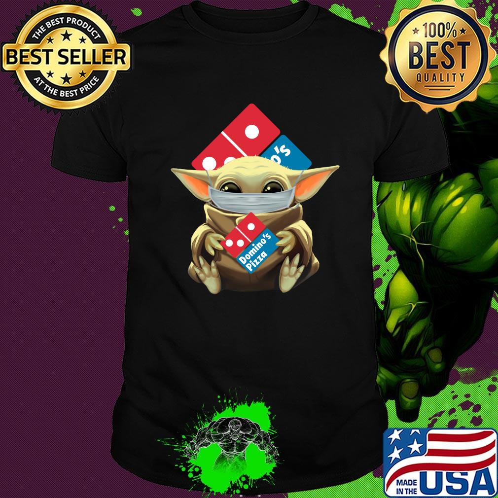 Baby Yoda hug Domino's Pizza mask shirt