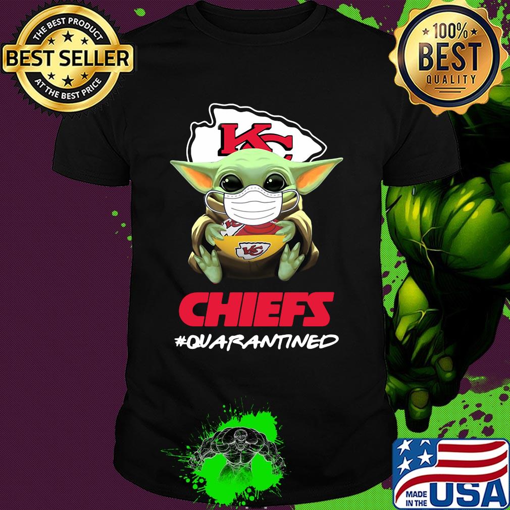 Baby yoda hug Kansas City Chiefs quarantined mask covid-19 shirt