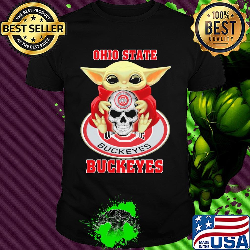 Baby yoda hug skull ohio state buckeyes shirt