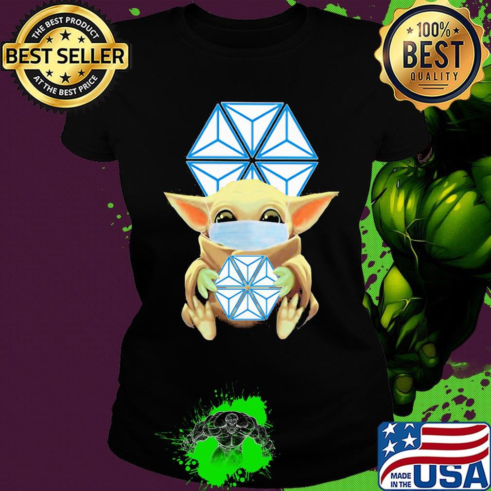 Baby Yoda mask hug Bristol Myers Squibb s Ladies tee Baby Yoda mask hug Bristol Myers Squibb s Ladies tee