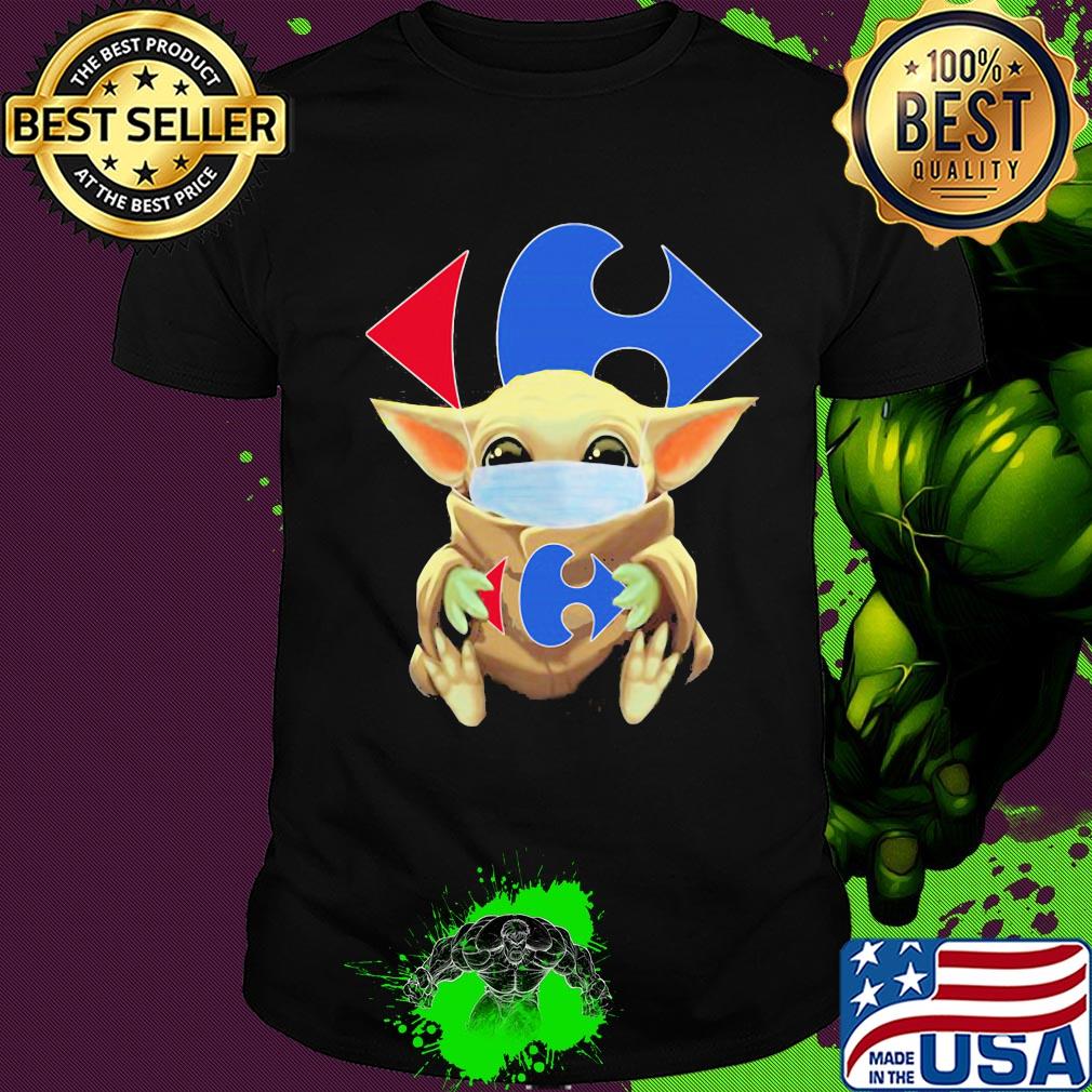 Baby Yoda mask hug Carrefour market shirt
