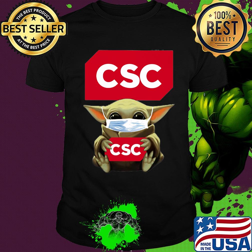 Baby Yoda mask hug CSC shirt
