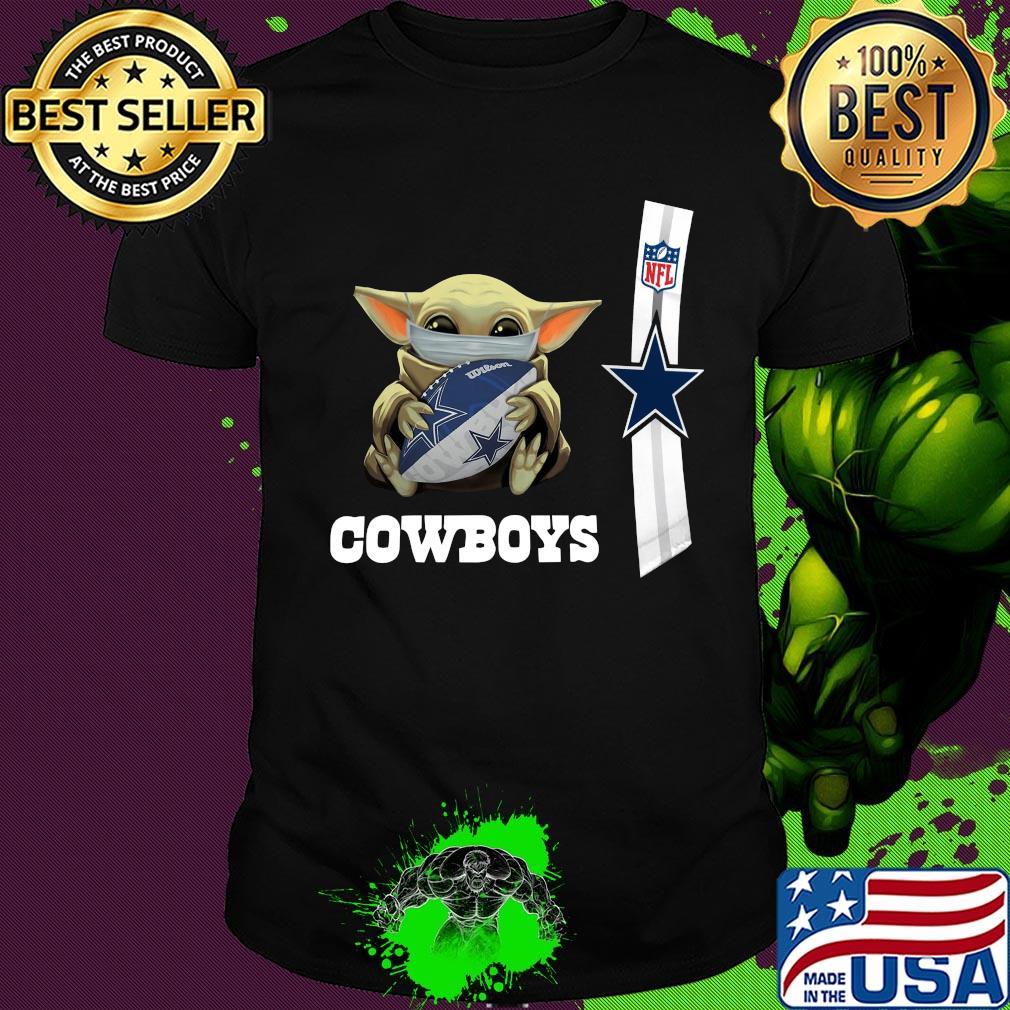Baby yoda mask hug dallas cowboys ball NFL shirt