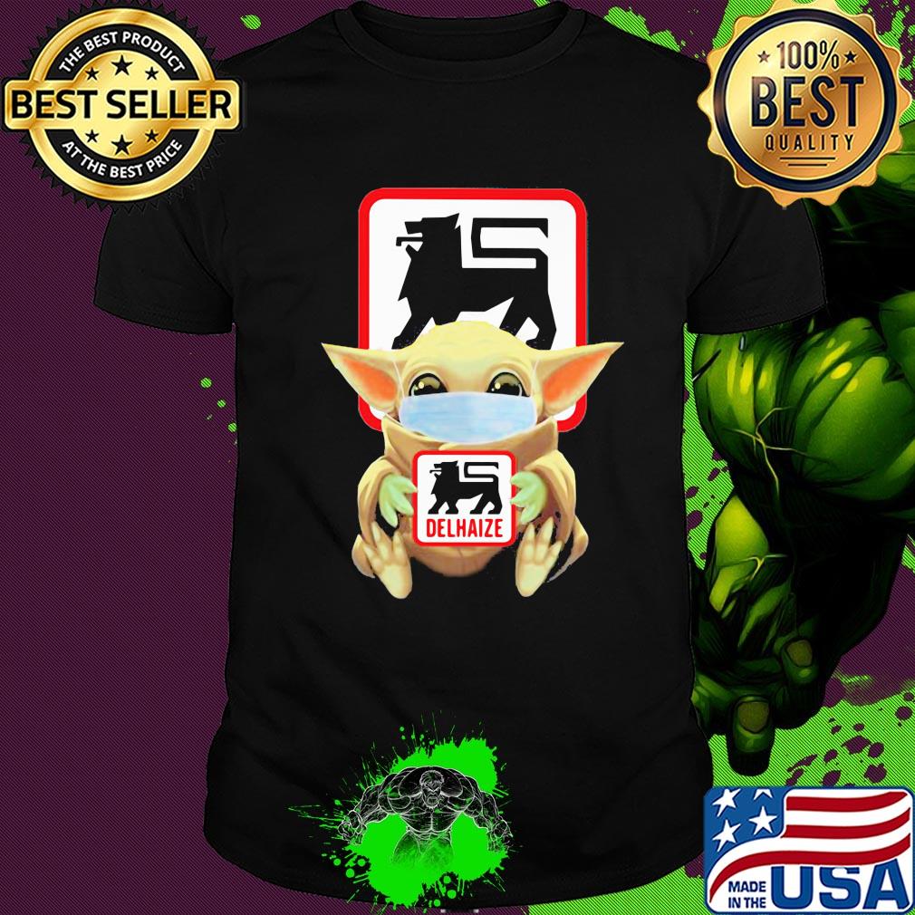 Baby Yoda mask hug Delhaize shirt