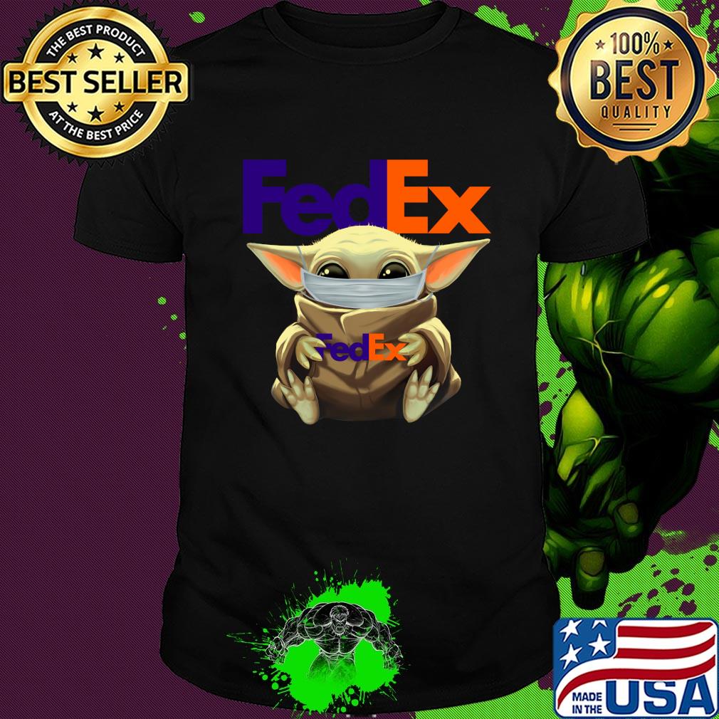 Baby Yoda mask hug Fedex shirt