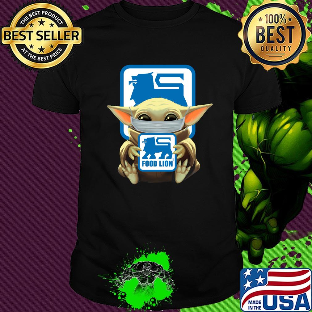 Baby Yoda mask hug Food Lion shirt
