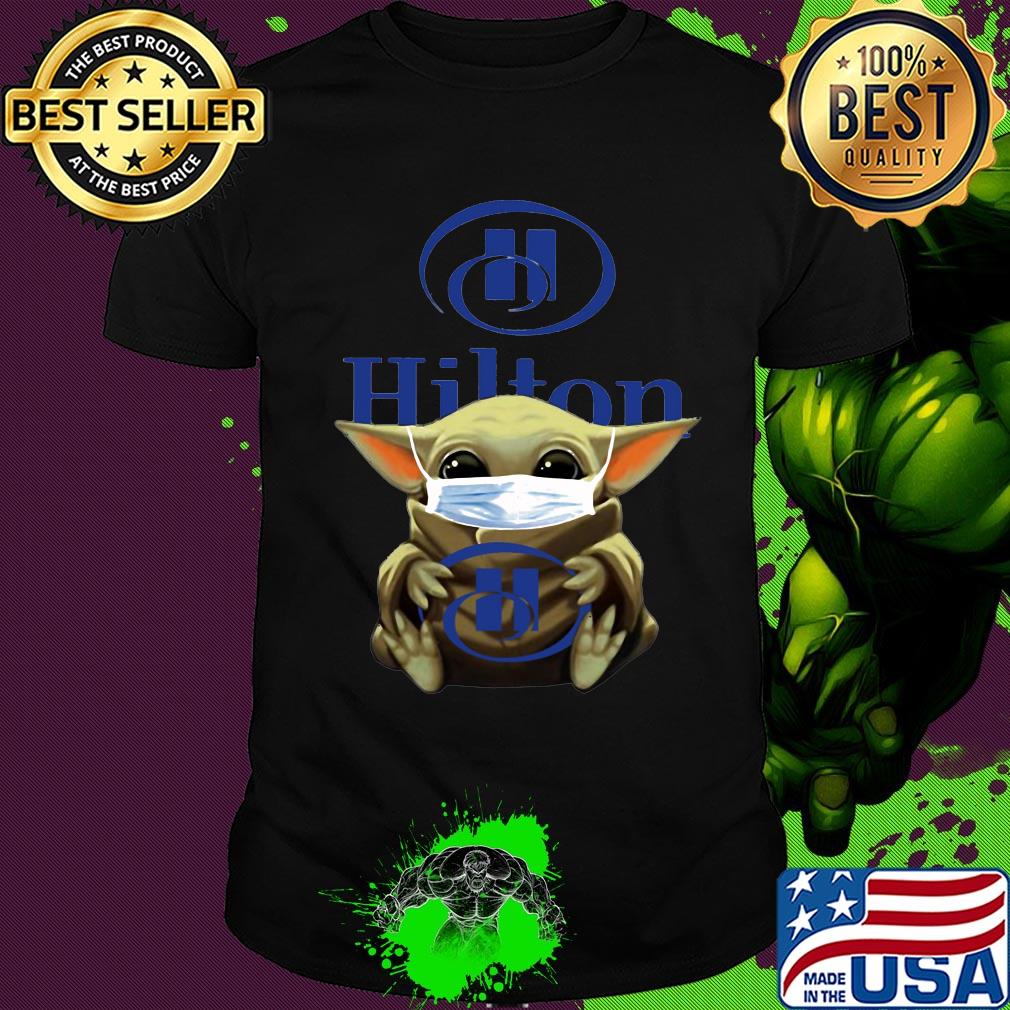 Baby Yoda mask hug Hilton shirt