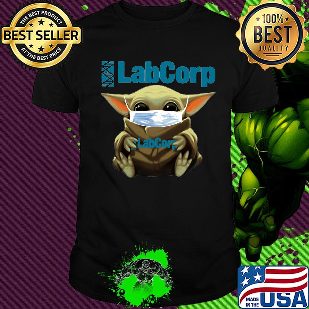 Baby Yoda mask hug Labcorp shirt