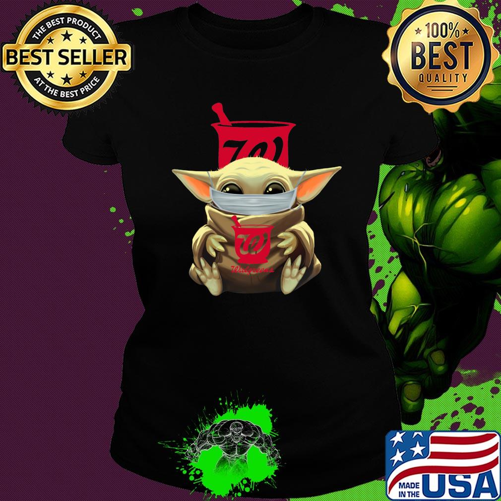 Baby Yoda mask hug Walgreens s Ladies tee Baby Yoda mask hug Walgreens s Ladies tee