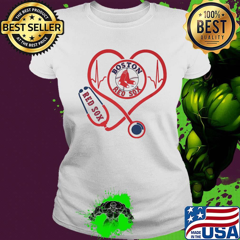 Boston red sox stethoscope heart s Ladies tee Boston red sox stethoscope heart s Ladies tee