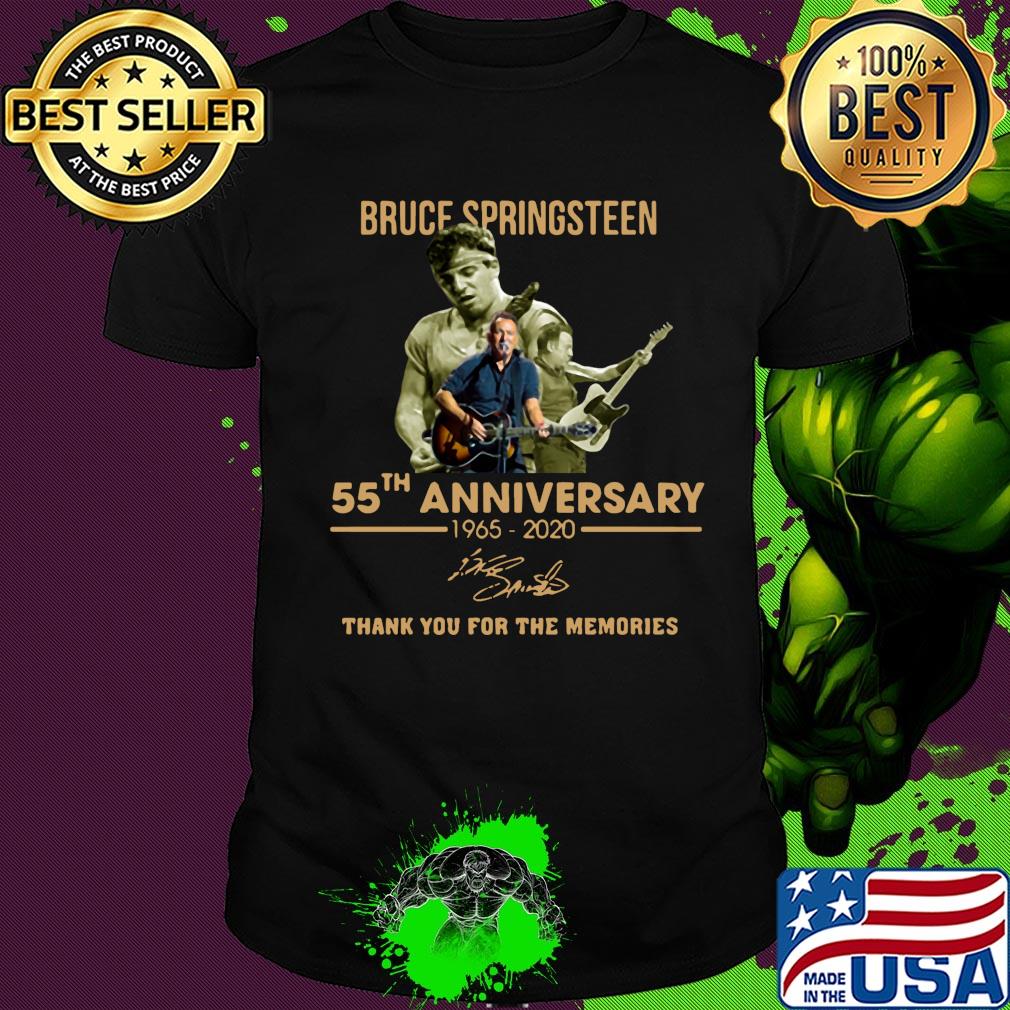 Bruce springsteen guitar 55th anniversary 1965-2020 signature thank you for the memories shirt