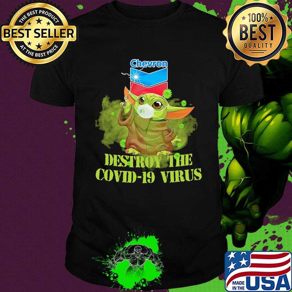Chevron baby yoda destroy the covid-19 virus shirt
