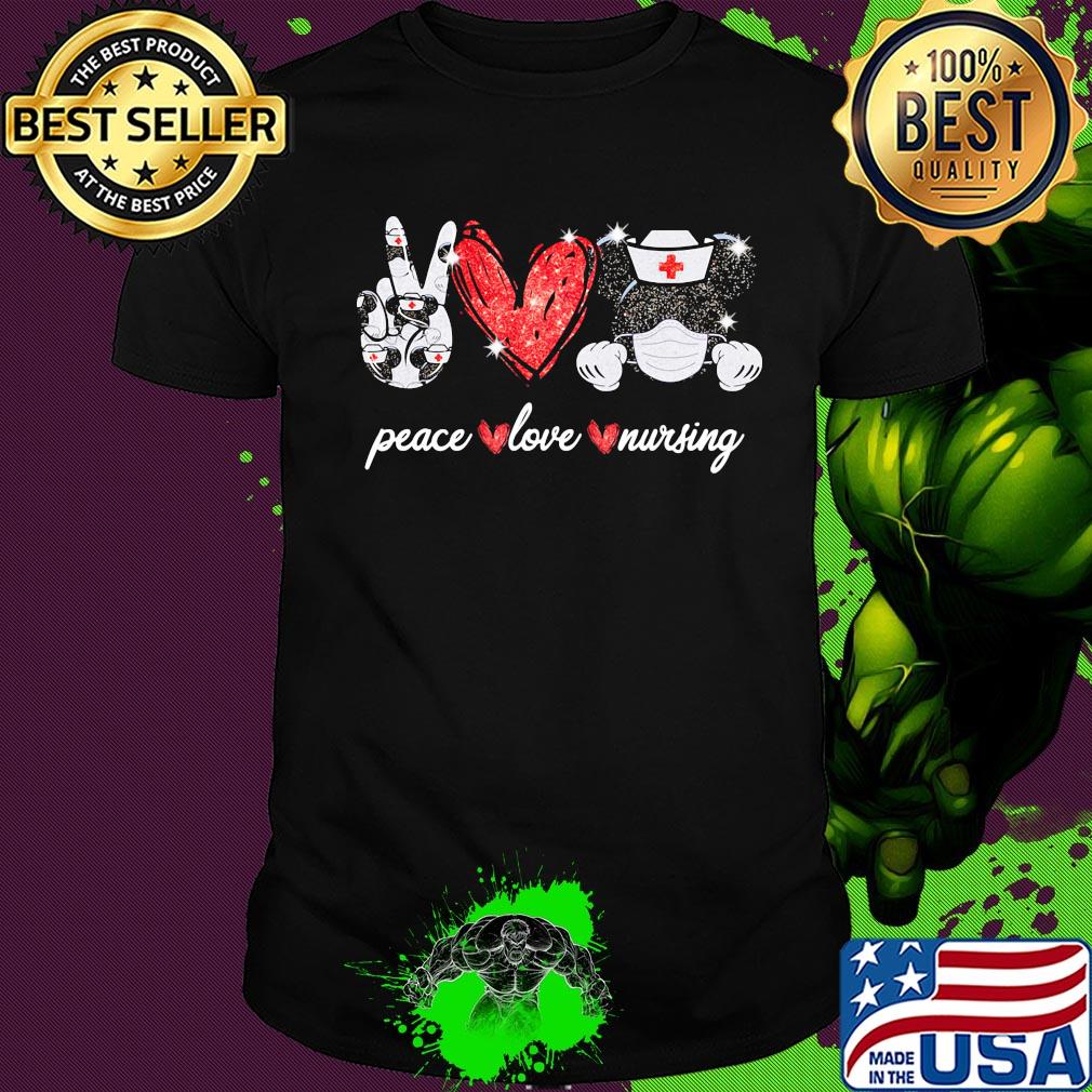 Diamond Peace love nursing Mickey mouse shirt
