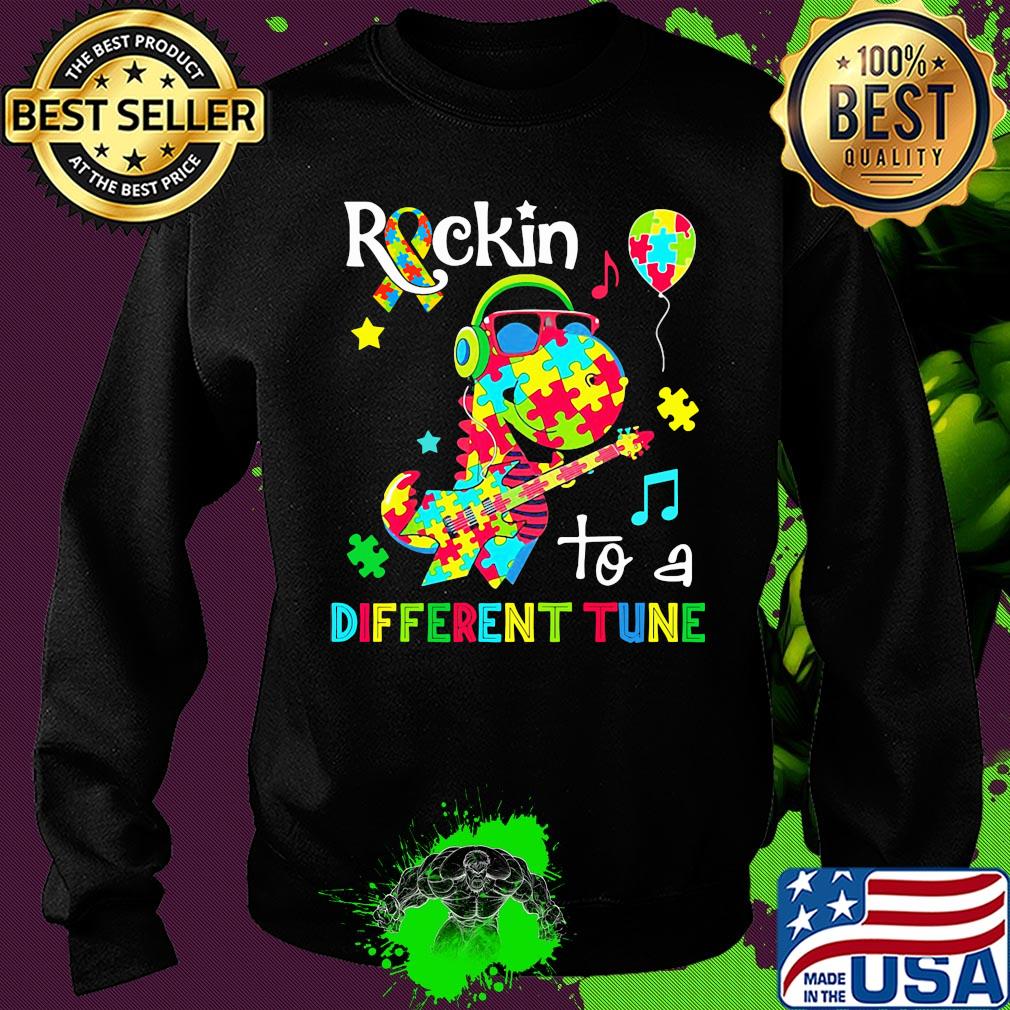 Dinosaur T Rex Rockin to a different tune Autism awareness s Sweater Dinosaur T Rex Rockin to a different tune Autism awareness s Sweater