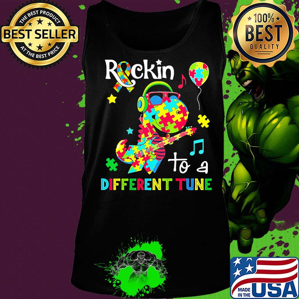 Dinosaur T Rex Rockin to a different tune Autism awareness s Tank top Dinosaur T Rex Rockin to a different tune Autism awareness s Tank top