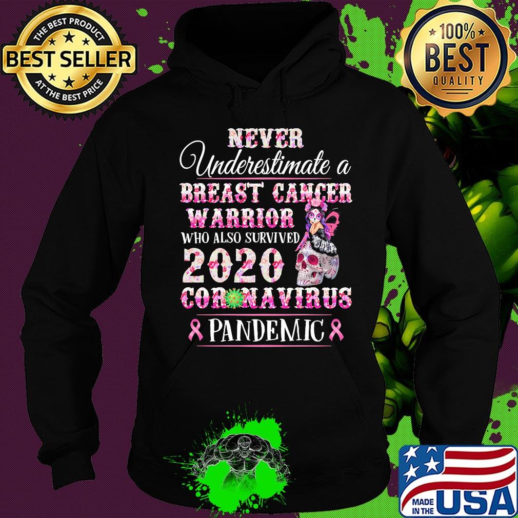 Never underestimate a Breast cancer warrior who also survived 2020 coronavirus pandemic s Hoodie Never underestimate a Breast cancer warrior who also survived 2020 coronavirus pandemic s Hoodie