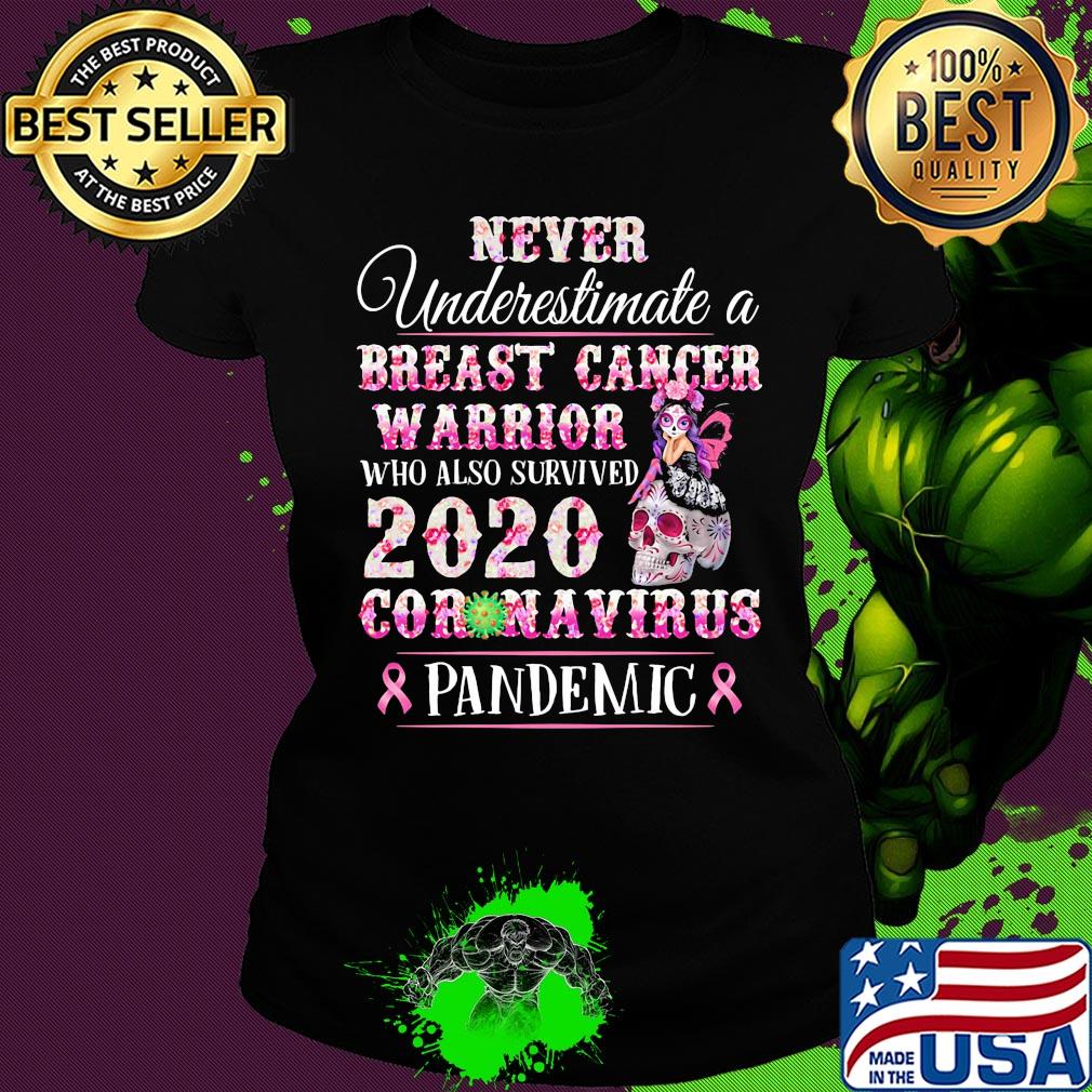 Never underestimate a Breast cancer warrior who also survived 2020 coronavirus pandemic s Ladies tee Never underestimate a Breast cancer warrior who also survived 2020 coronavirus pandemic s Ladies tee