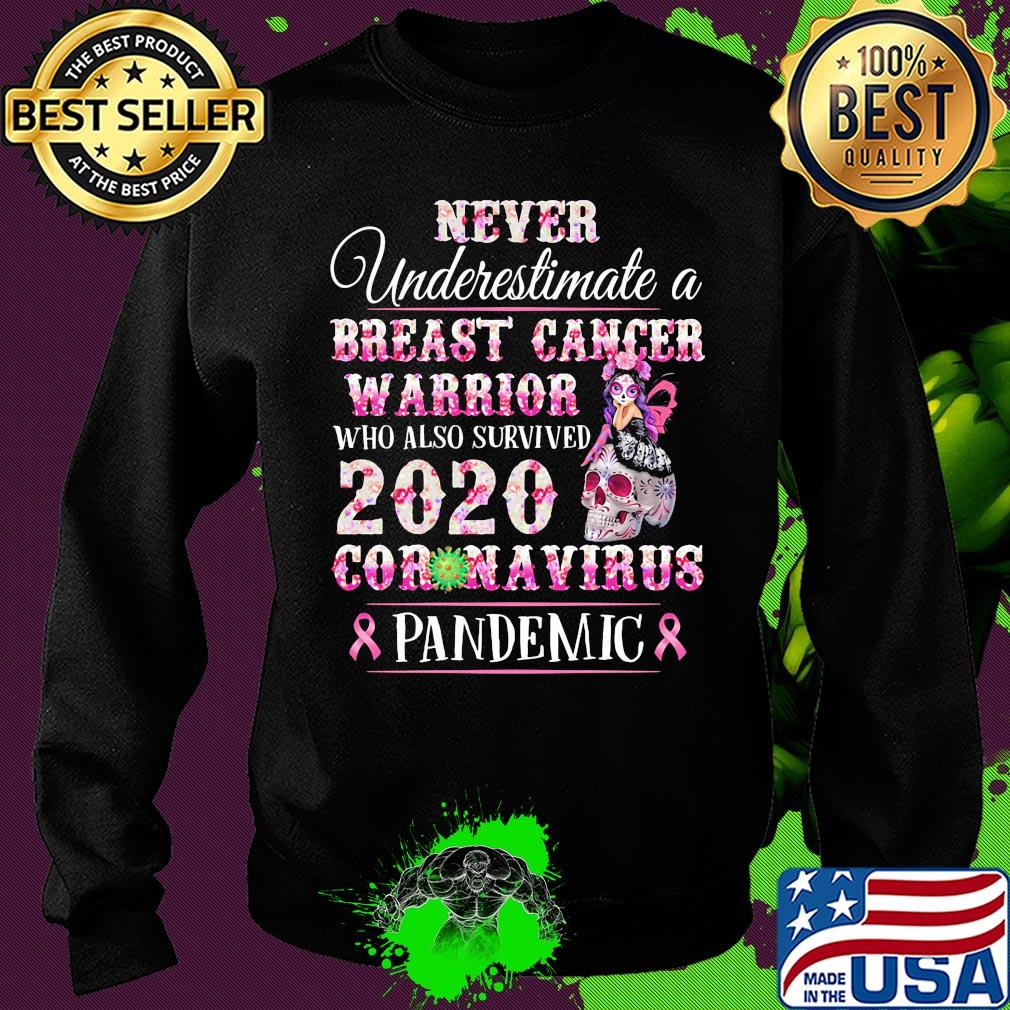 Never underestimate a Breast cancer warrior who also survived 2020 coronavirus pandemic s Sweater Never underestimate a Breast cancer warrior who also survived 2020 coronavirus pandemic s Sweater