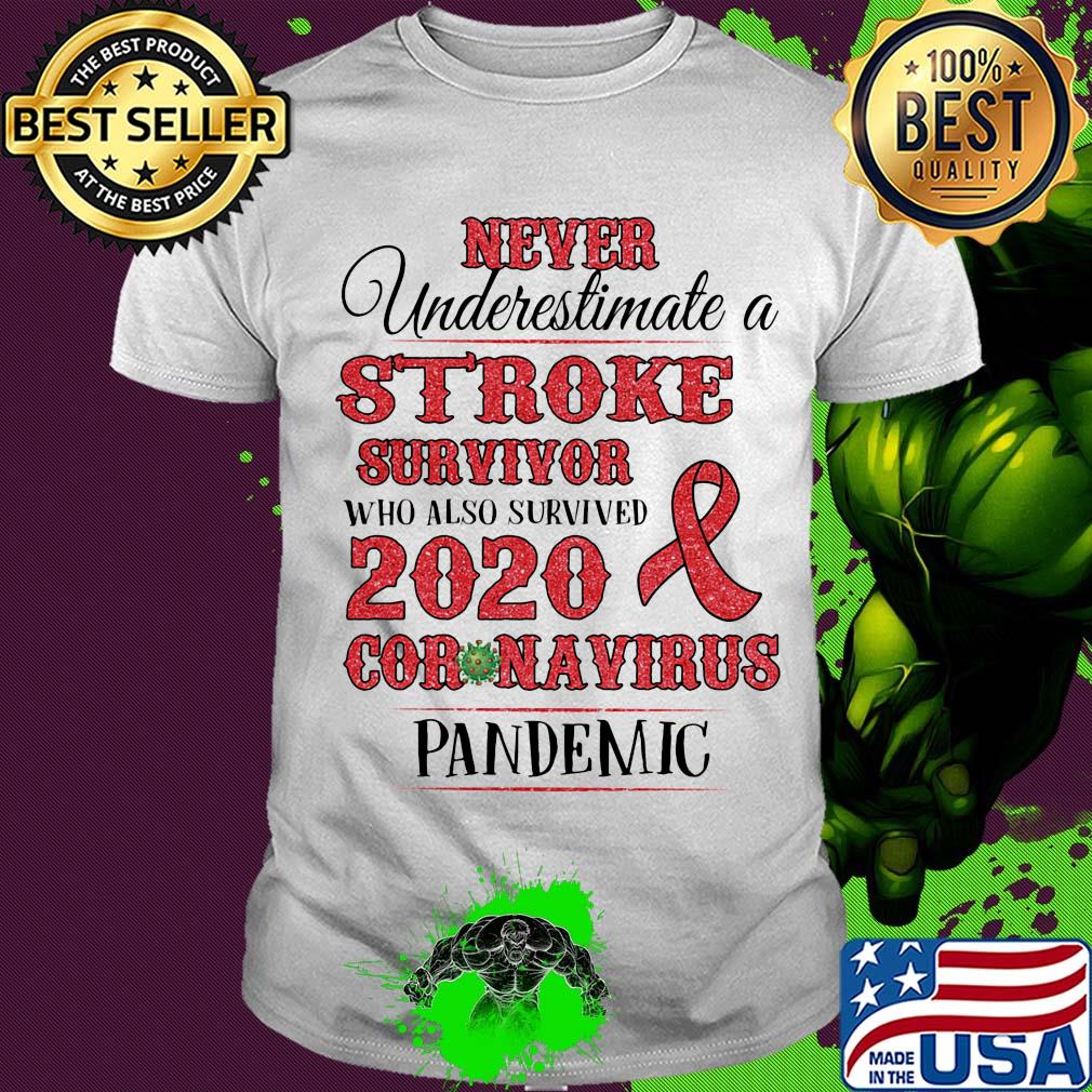 Never underestimate a stroke survivor who also survived 2020 coronavirus pandemic awareness shirt