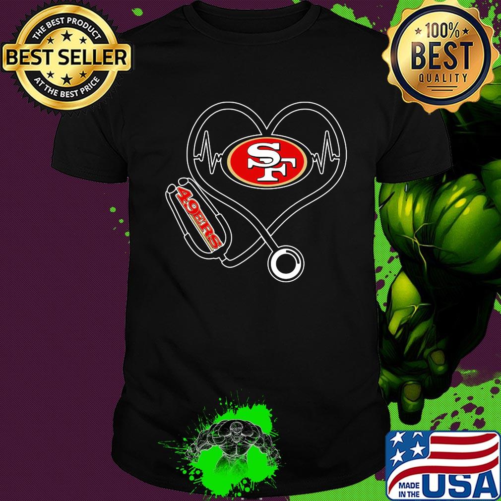 Nurse san francisco 49ers stethoscope heart shirt