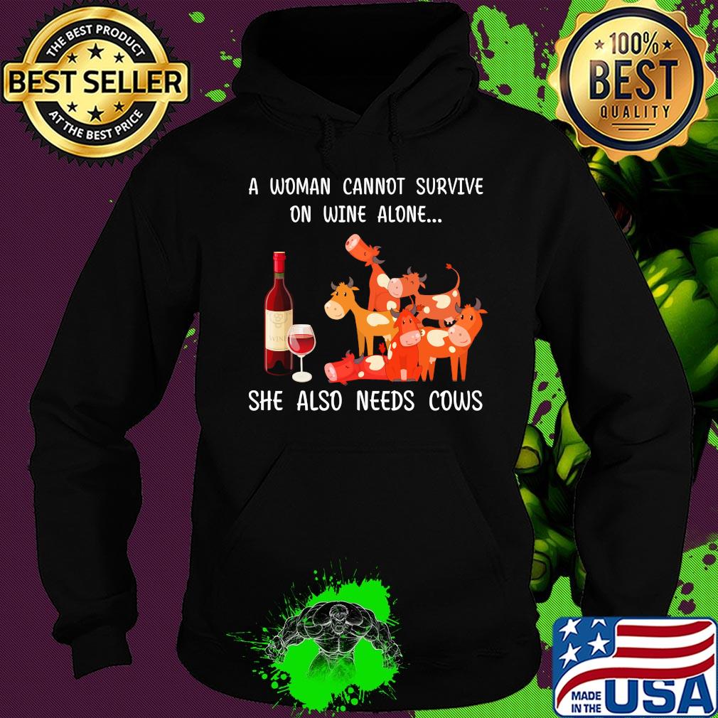 Official a woman cannot survive on wine alone she also needs cows s Hoodie Official a woman cannot survive on wine alone she also needs cows s Hoodie