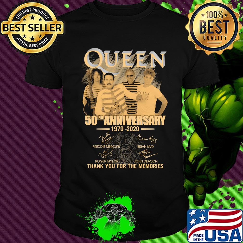 Queen band 50nd anniversary 1970 2020 thank you for the memories signatures shirt