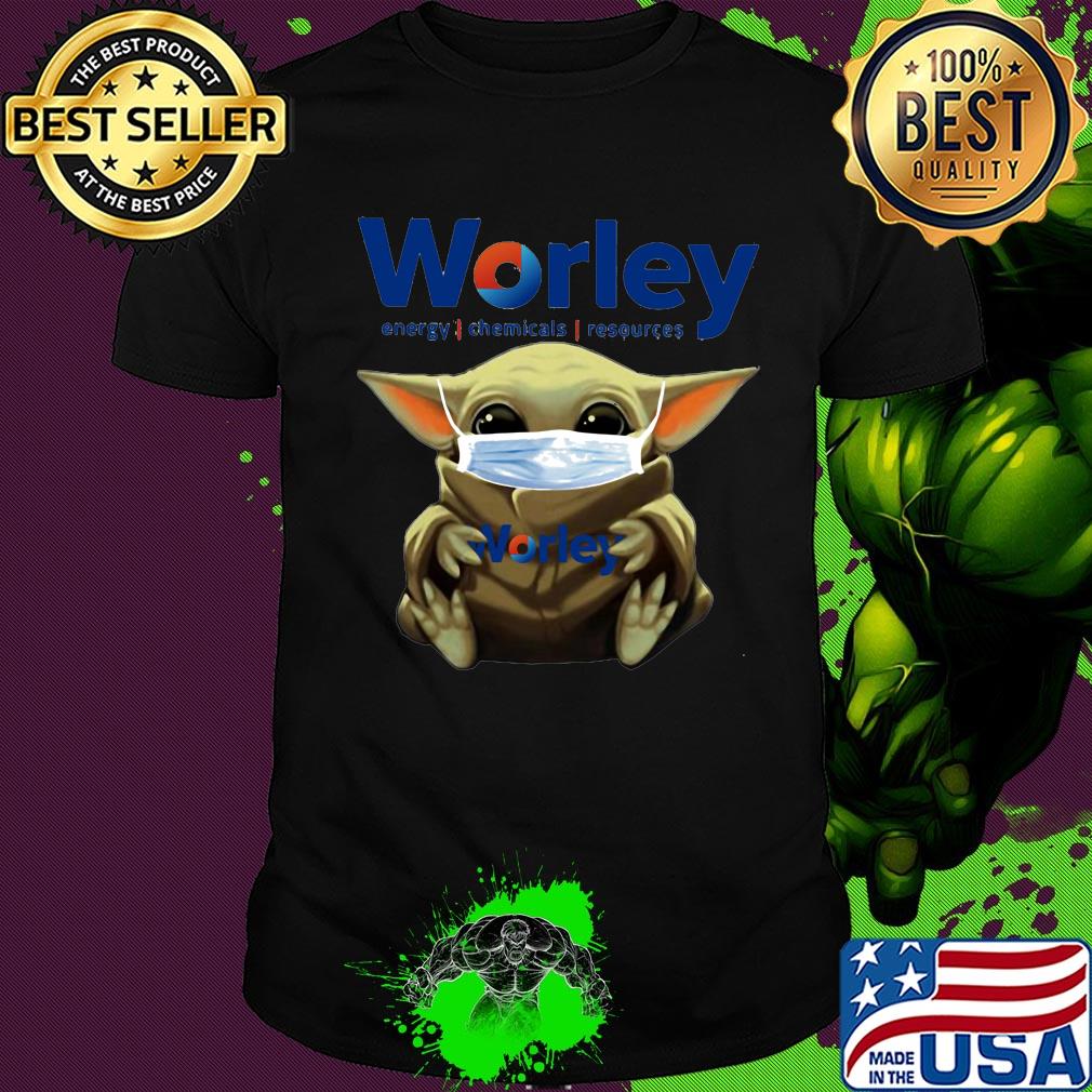 Star wars baby yoda hug worley energy chemicals resources mask covid-19 shirt