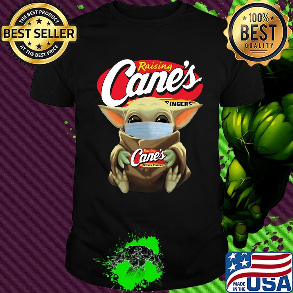 Star wars baby yoda mask hug raising cane’s chicken fingers covid-19 shirt