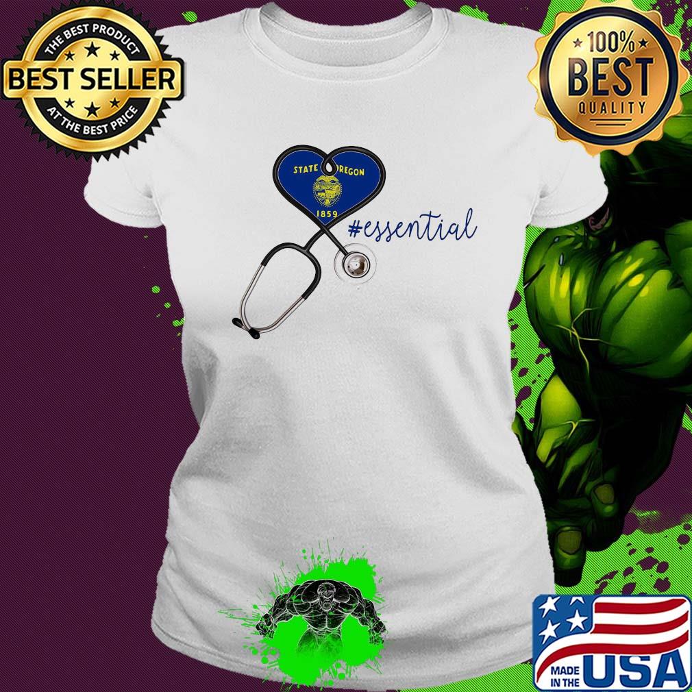 State oregon flag stethoscope essential heart s Ladies tee State oregon flag stethoscope essential heart s Ladies tee