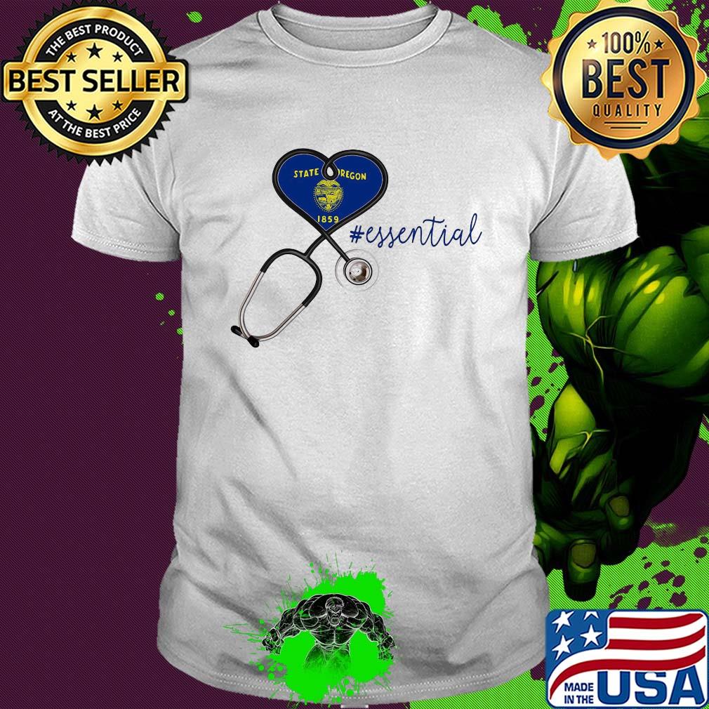 State oregon flag stethoscope essential heart shirt