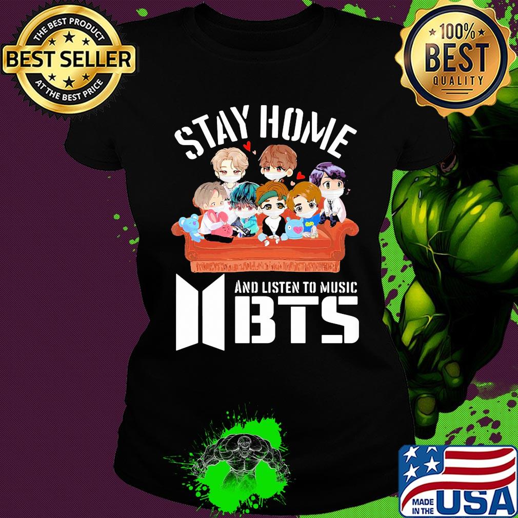 Stay home and listen to music bts hearts s Ladies tee Stay home and listen to music bts hearts s Ladies tee