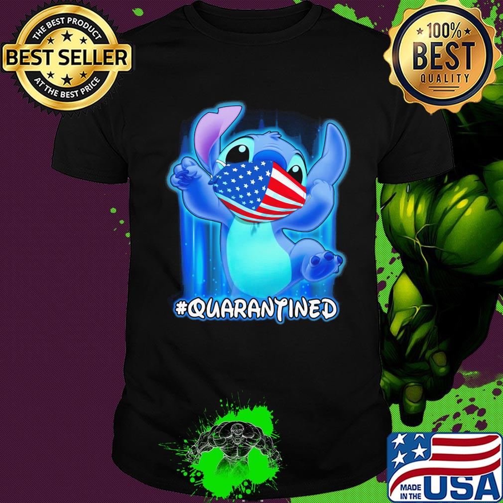 Stich quarantined American flag mask Disney shirt
