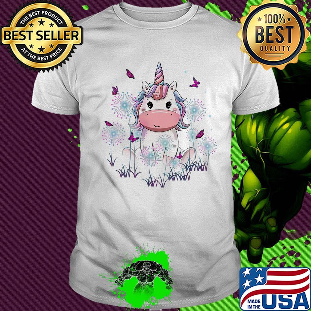 Unicorn dandelion flower butterfly shirt
