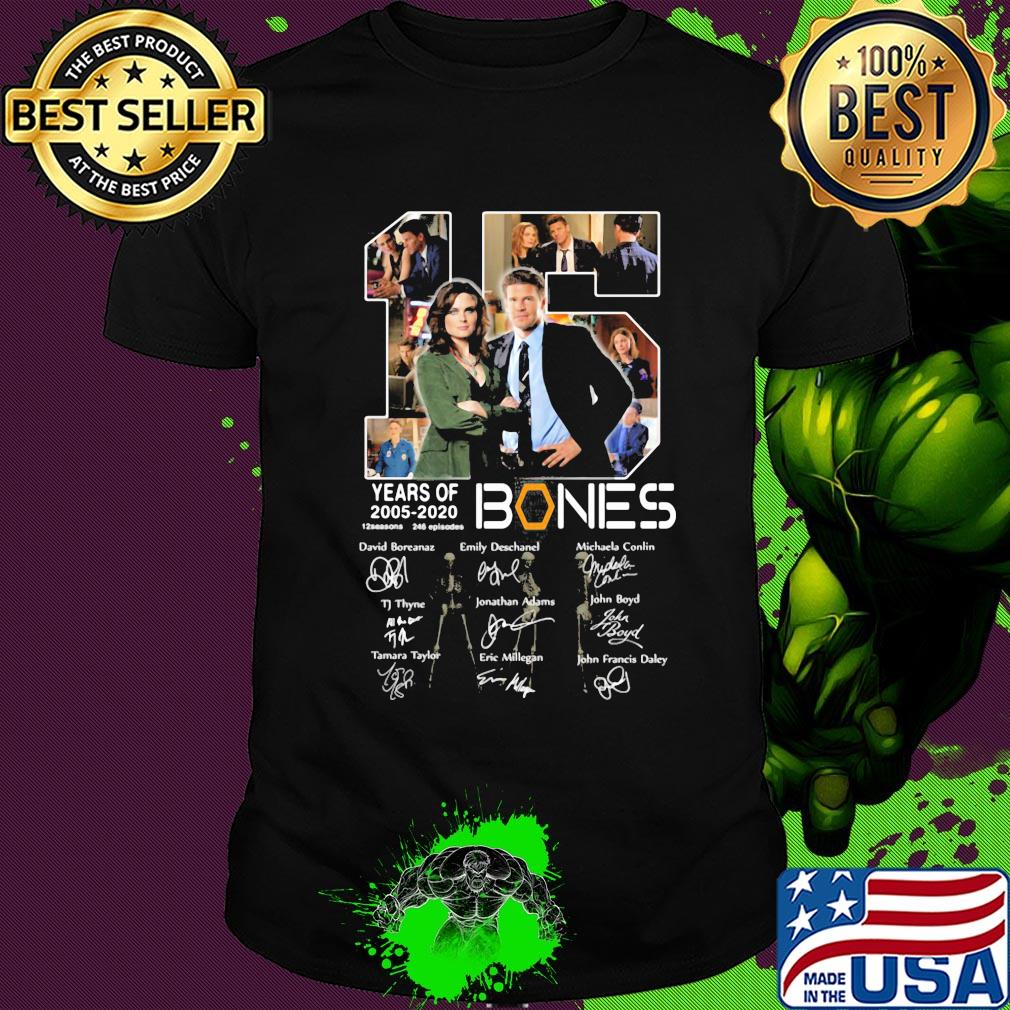 15 years of 2005 2020 bones thank you for the memories signatures shirt