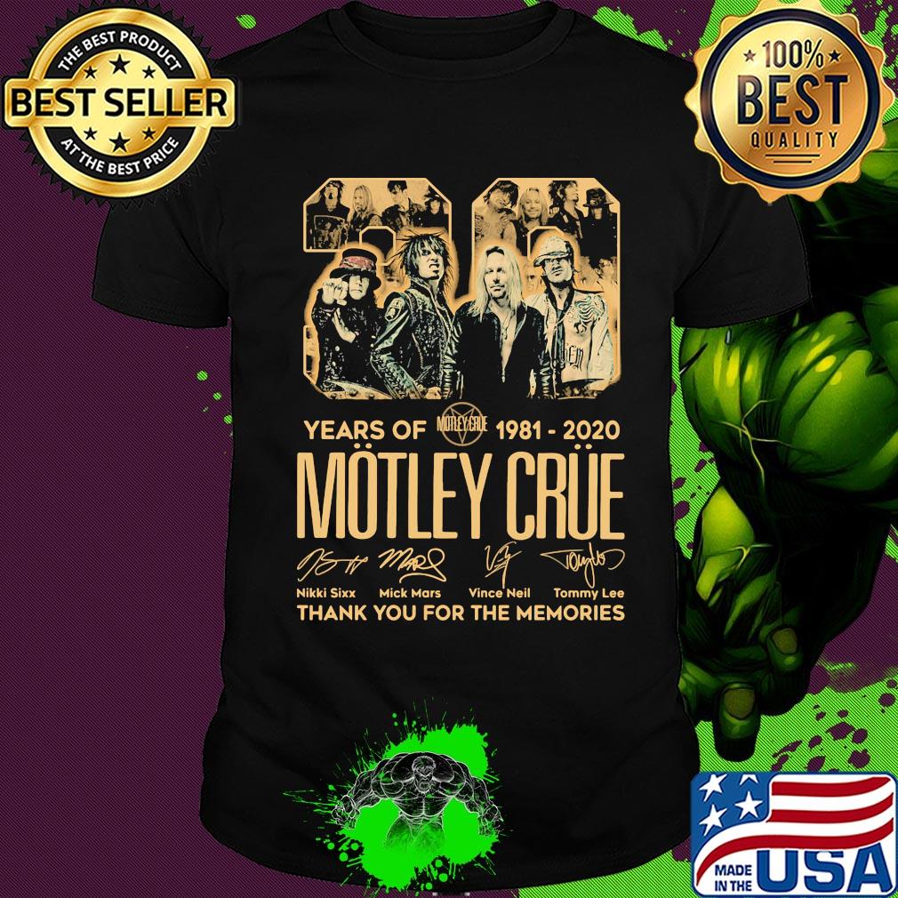 29 years of 1981 2020 motley crue thank you for the memories signatures shirt