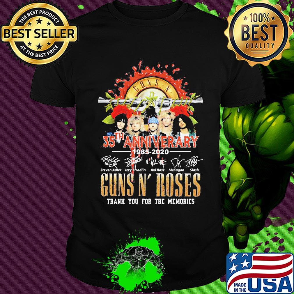 35th anniversary 1985 2020 Guns N' Roses thank you for the memories signatures shirt