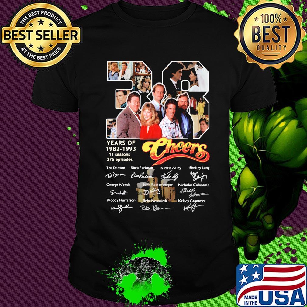 38 years of 1982 1993 theers characters signatures shirt
