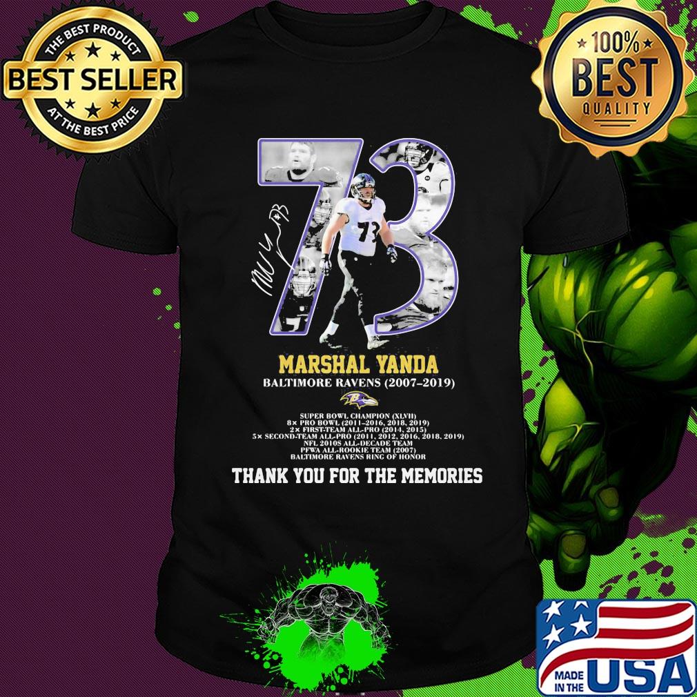 73 marshal yanda baltimore ravens 2007 2019 thank you for the memories signature shirt