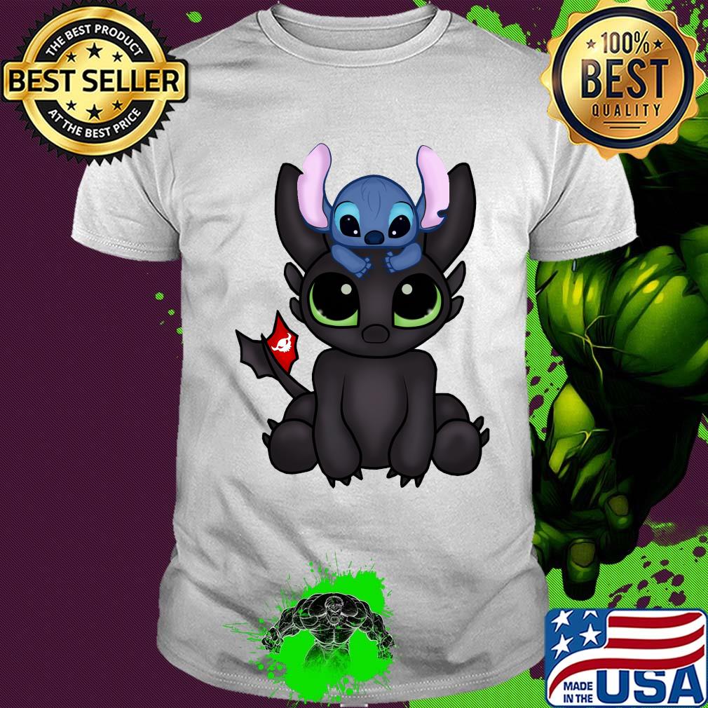 Baby toothless dragon and stitch flag shirt