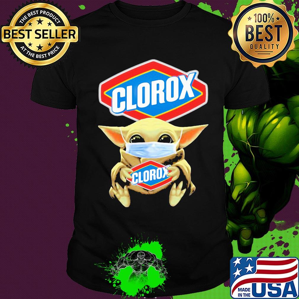 Baby Yoda face mask hug Clorox shirt