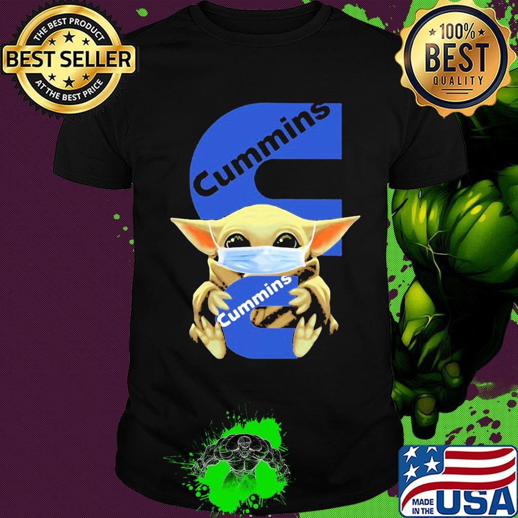 Baby Yoda face mask hug Cummins shirt