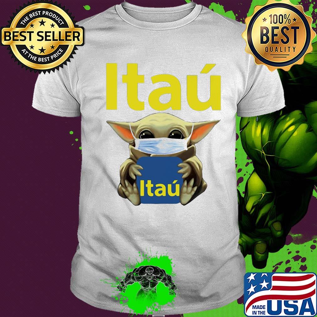 Baby Yoda face mask hug Itaú shirt