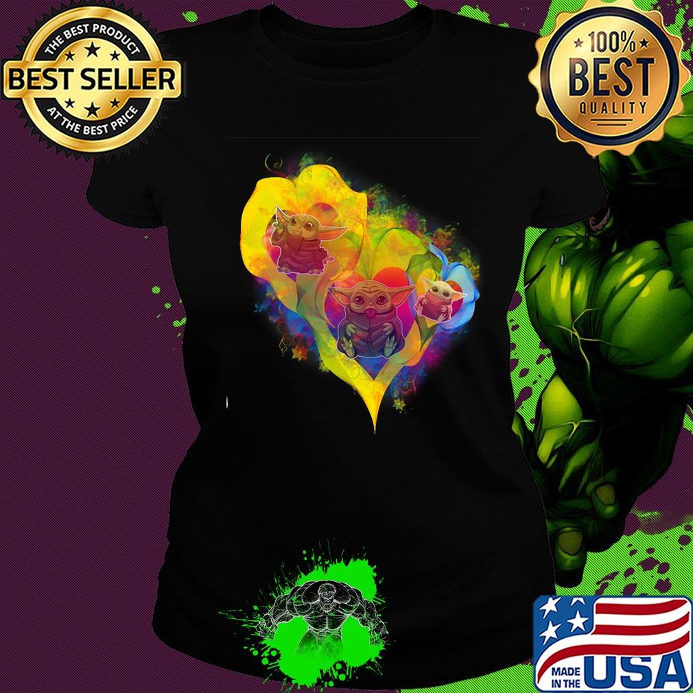 Baby Yoda heart flower color s Ladies tee Baby Yoda heart flower color s Ladies tee