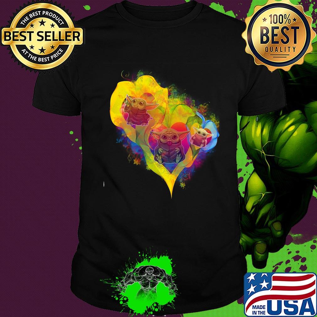 Baby Yoda heart flower color shirt Baby Yoda heart flower color shirt