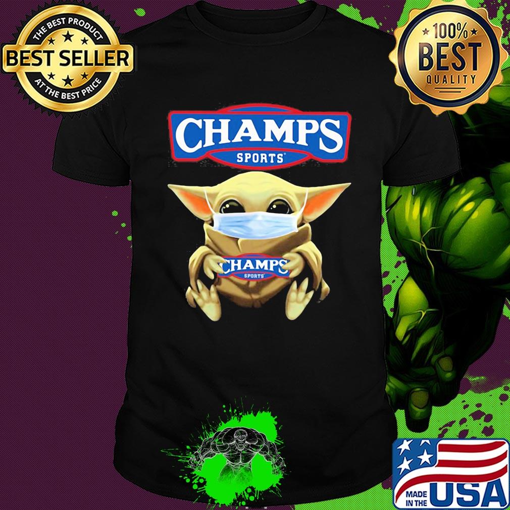 Baby Yoda hug Champs sports mask shirt